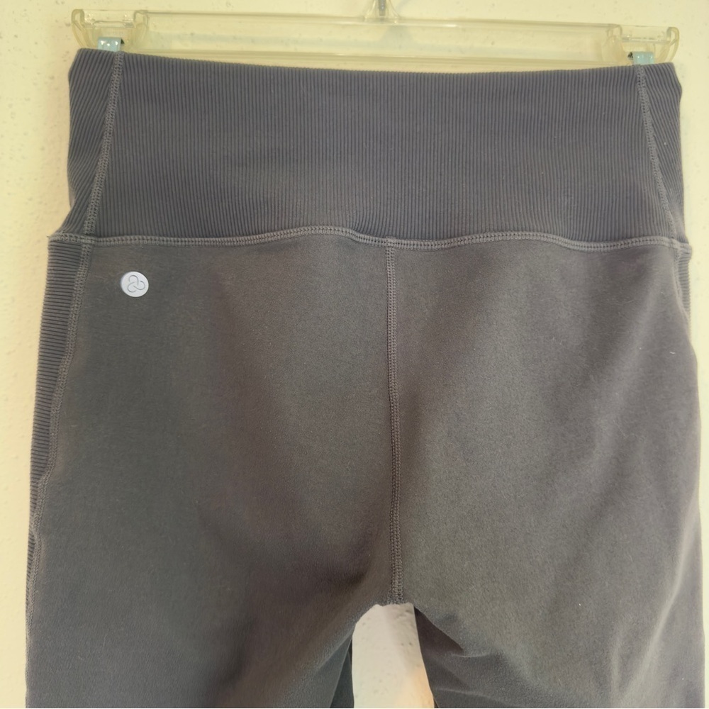 Zella moto ribbed high waist ankle leggings charcoal gray mini pocket size M - Picture 3 of 14